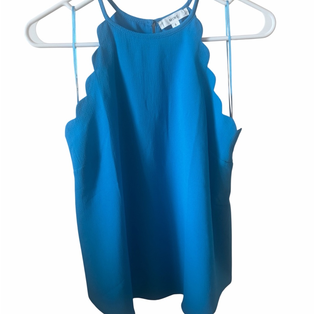 Mine Vibrant Blue women’s sleeveless top with scalloped detail. New!
